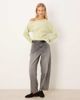 ASOS DESIGN ASOS DESIGN Supersoft off shoulder corset waist long sleeve top in pastel green - 3