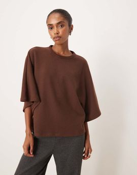 ASOS DESIGN ASOS DESIGN Supersoft oversized cape T-shirt in chocolate-Multi
