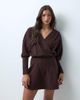 ASOS DESIGN ASOS DESIGN supersoft plunge batwing long sleeve mini dress in chocolate-No color - 1