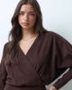ASOS DESIGN ASOS DESIGN supersoft plunge batwing long sleeve mini dress in chocolate-No color - 3