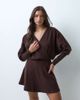 ASOS DESIGN ASOS DESIGN supersoft plunge batwing long sleeve mini dress in chocolate-No color - 4