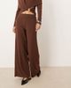 ASOS DESIGN ASOS DESIGN Supersoft wide leg pants in dark chocolate - part of a set-Brown - 3