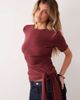 ASOS DESIGN ASOS DESIGN supersoft wrap tie top in burgundy-RED - 1