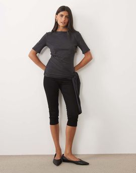 ASOS DESIGN ASOS DESIGN supersoft wrap tie top in charcoal-Gray