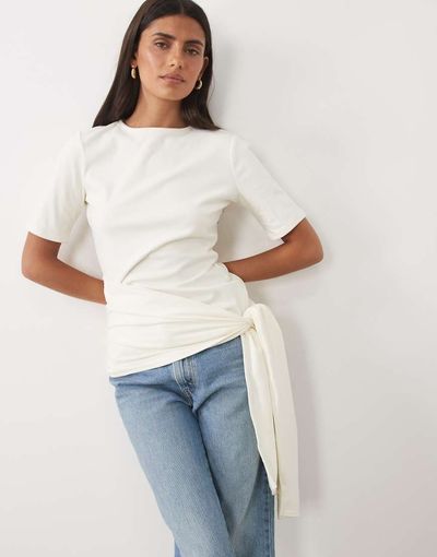ASOS DESIGN ASOS DESIGN supersoft wrap tie top in neutral