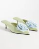 ASOS DESIGN ASOS DESIGN Surprise corsage detail pointed kitten heel mules in mint and blue-Multi - 4