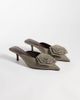 ASOS DESIGN ASOS DESIGN Surprise corsage detail pointed kitten heeled mules in check-Multi - 1