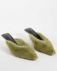 ASOS DESIGN ASOS DESIGN Surprise pointed kitten heeled mules in green fur - 2