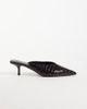 ASOS DESIGN ASOS DESIGN Surprise pointed toe kitten heel mules in chocolate croc-Brown - 1