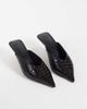 ASOS DESIGN ASOS DESIGN Surprise pointed toe kitten heel mules in chocolate croc-Brown - 2
