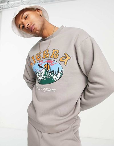 ASOS DESIGN ASOS DESIGN sweatshirt in gray with vintage print - part of a set