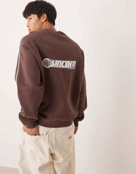 ASOS DESIGN ASOS DESIGN sweatshirt with sporty print in brown