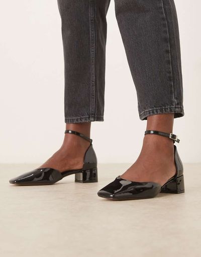 ASOS DESIGN ASOS DESIGN Sweet mid block heel shoes in black patent