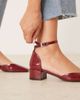 ASOS DESIGN ASOS DESIGN Sweet mid block heel shoes in burgundy patent-Red - 4