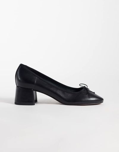 ASOS DESIGN ASOS DESIGN Sweet Pea bow detail block heel mid shoes in black