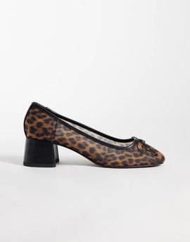 ASOS DESIGN ASOS DESIGN Sweet Pea bow detail mid block heel shoes in leopard mesh-Multi