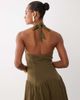 ASOS DESIGN ASOS DESIGN sweetheart neck shirred midaxi dress in brown-Multi - 4