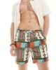 ASOS DESIGN ASOS DESIGN swim shorts in mid length in bright patchwork print-Red - 1