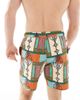 ASOS DESIGN ASOS DESIGN swim shorts in mid length in bright patchwork print-Red - 4