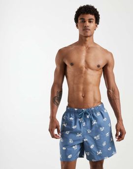 ASOS DESIGN ASOS DESIGN swim shorts in mid length with holiday print in blue