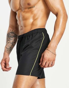 ASOS DESIGN ASOS DESIGN swim shorts in mid length with piping in black