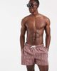 ASOS DESIGN ASOS DESIGN swim shorts in short length in brown with white stripe-Red - 1