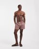 ASOS DESIGN ASOS DESIGN swim shorts in short length in brown with white stripe-Red - 2