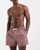 ASOS DESIGN ASOS DESIGN swim shorts in short length in brown with white stripe-Red - 3