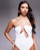 ASOS DESIGN ASOS DESIGN Sydney premium bandeau swimsuit with cutout in ivory-White - 3