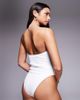 ASOS DESIGN ASOS DESIGN Sydney premium bandeau swimsuit with cutout in ivory-White - 4