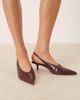 ASOS DESIGN ASOS DESIGN Sydney slingback kitten heel shoes in burgundy embossed-Red - 1