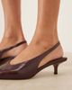 ASOS DESIGN ASOS DESIGN Sydney slingback kitten heel shoes in burgundy embossed-Red - 3