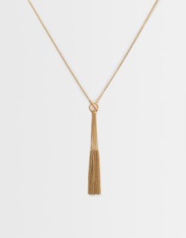 ASOS DESIGN ASOS DESIGN t-bar lariat necklace with tassel chains in gold tone-Multi