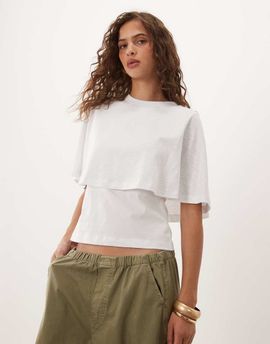 ASOS DESIGN ASOS DESIGN T-shirt cape in ecru-White