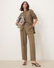 ASOS DESIGN ASOS DESIGN tab waist detail tapered pants in khaki green - part of a set - 1