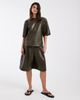ASOS DESIGN ASOS DESIGN Tailored A Line longline belted bermuda shorts in olive croc-Green - 1