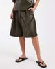 ASOS DESIGN ASOS DESIGN Tailored A Line longline belted bermuda shorts in olive croc-Green - 2