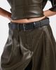 ASOS DESIGN ASOS DESIGN Tailored A Line longline belted bermuda shorts in olive croc-Green - 3