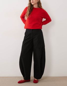 ASOS DESIGN ASOS DESIGN tailored balloon trouser with popper hem in black