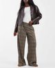 ASOS DESIGN ASOS DESIGN Tailored banana leg pants in beige tartan plaid-Neutral - 1