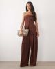 ASOS DESIGN ASOS DESIGN Tailored bandeau button up vest in brown - 1