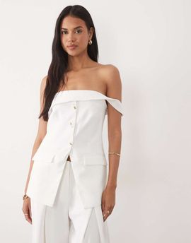 ASOS DESIGN ASOS DESIGN Tailored bandeau button up vest in white