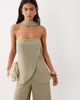 ASOS DESIGN ASOS DESIGN tailored bandeau top with scarf detail in soft olive - part of a set-Green - 1