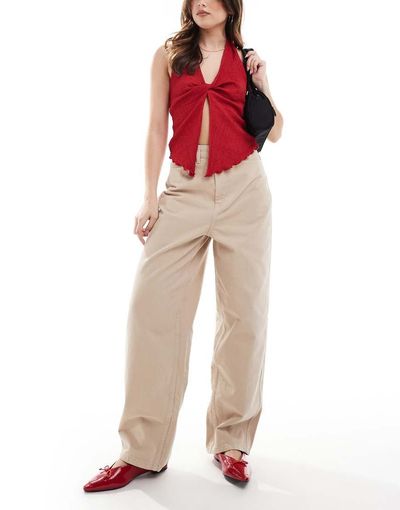 ASOS DESIGN ASOS DESIGN tailored barrel leg jeans in neutral