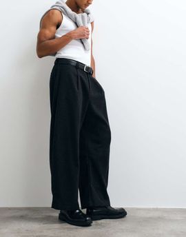 ASOS DESIGN ASOS DESIGN tailored barrel leg pants with wool in black herringbone