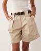 ASOS DESIGN ASOS DESIGN tailored belted turn-up shorts in stone-Neutral - 1