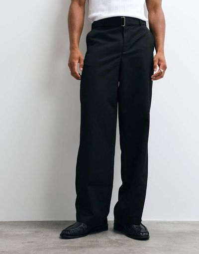 ASOS DESIGN ASOS DESIGN tailored belted wide leg pants in black