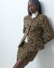 ASOS DESIGN ASOS DESIGN Tailored blazer with statement buttons in textured leopard-Brown - 1