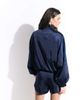 ASOS DESIGN ASOS DESIGN tailored bomber jacket in satin in navy - 4