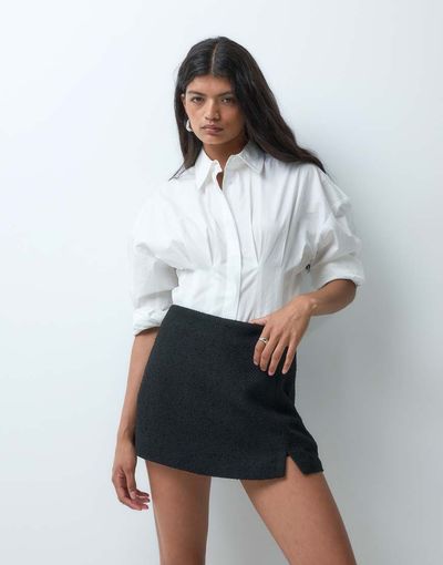 ASOS DESIGN ASOS DESIGN Tailored boucle pelmet mini skort in black